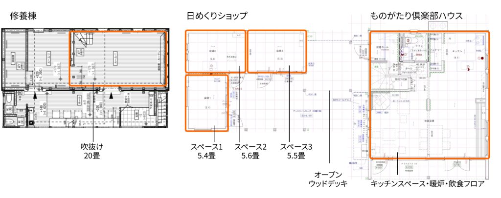 修養棟・日めくりショップ・ものがたり倶楽部ハウス
