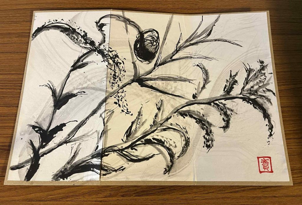 夏草のにじみの間を涼しい風が、通り抜ける(臨床美術)