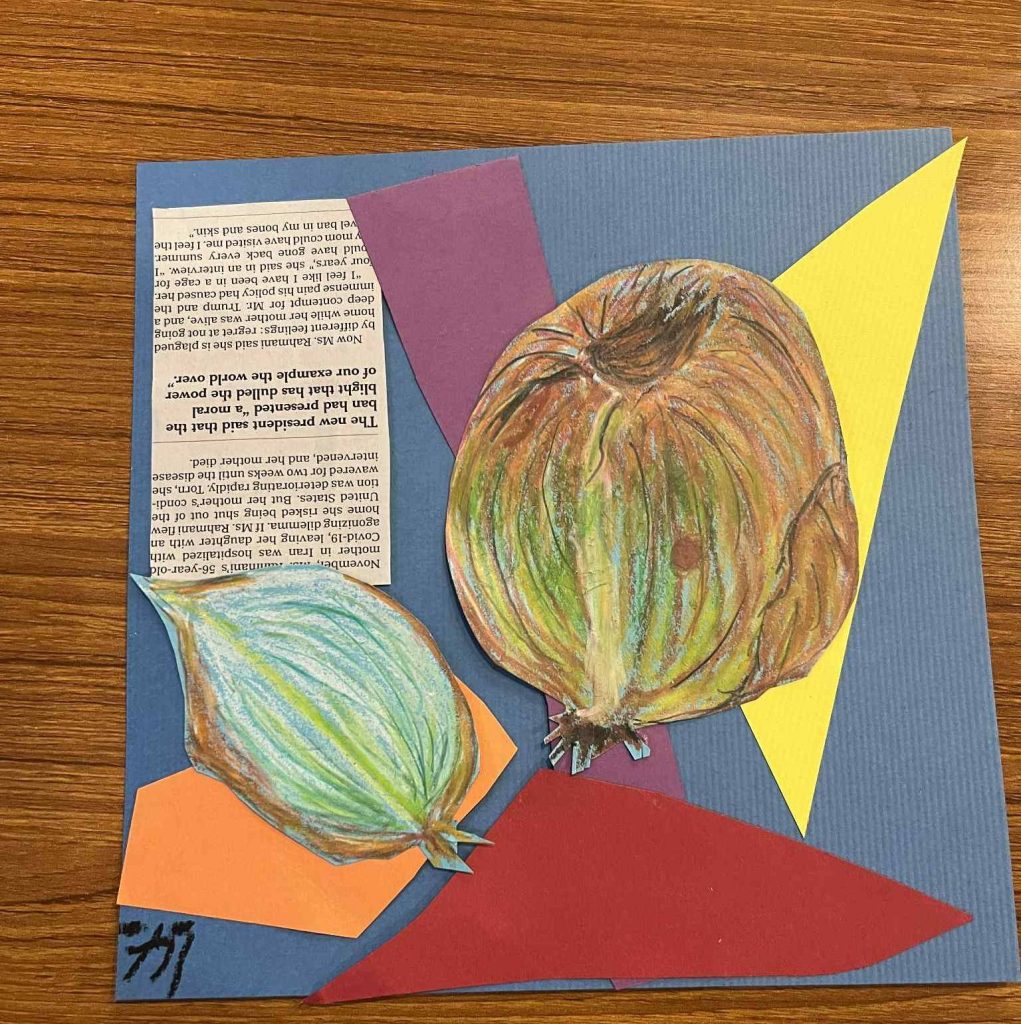 大きくて、ダイナミックで、存在感のある玉ねぎ(臨床美術)