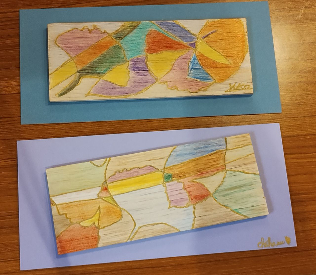 【イベント報告】臨床美術–板に描く葉っぱのネガポジ画